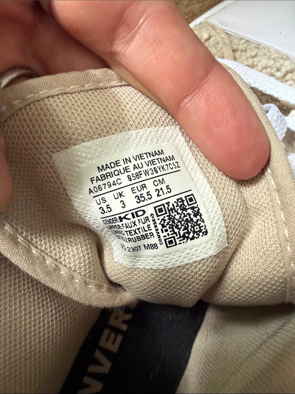 Converse Kids Beige Sherpa Chuck Taylor Platform High-Tops